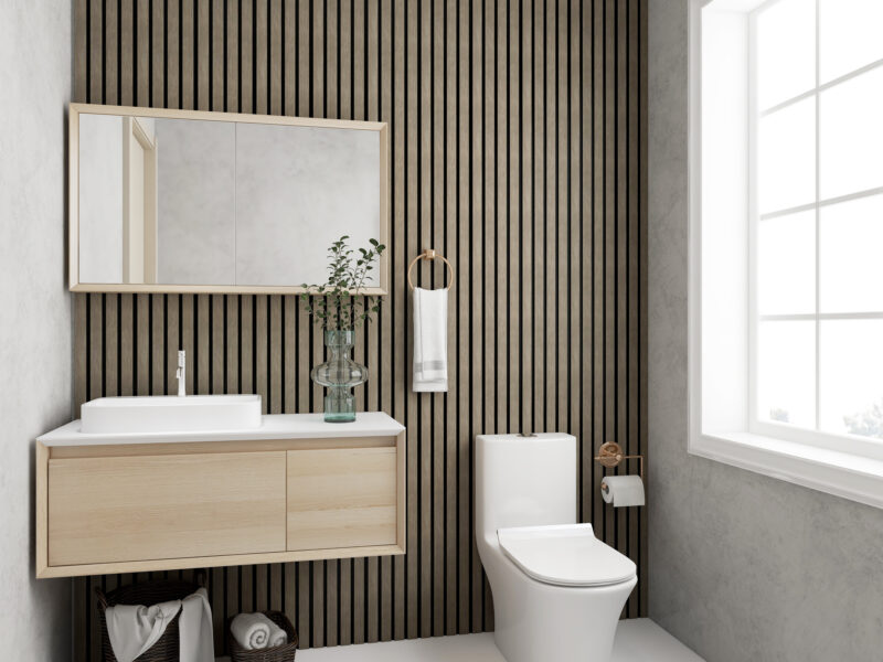 SplashPro Waterproof Panel (Narrow Slat) - Washed Oak - Image 2