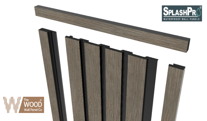 SplashPro Left Hand Trim (Narrow Slat) - Washed Oak - Image 3