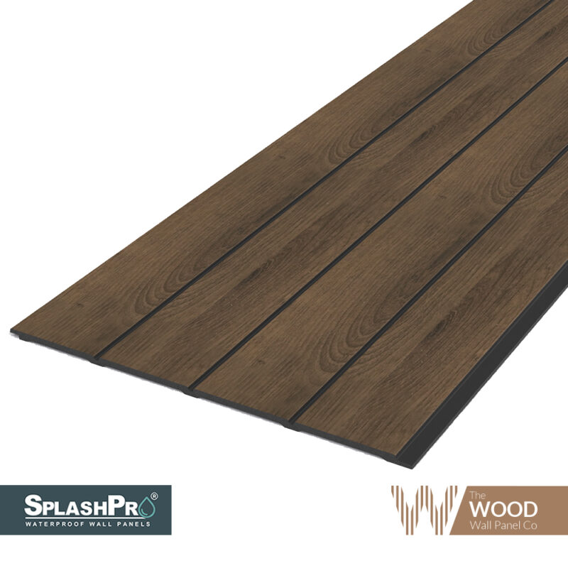 SplashPro Waterproof Panel (Wide Slat) - Smoked Oak