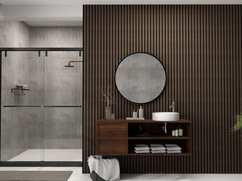 SplashPro Waterproof Panel (Narrow Slat) - Smoked Oak - Image 6