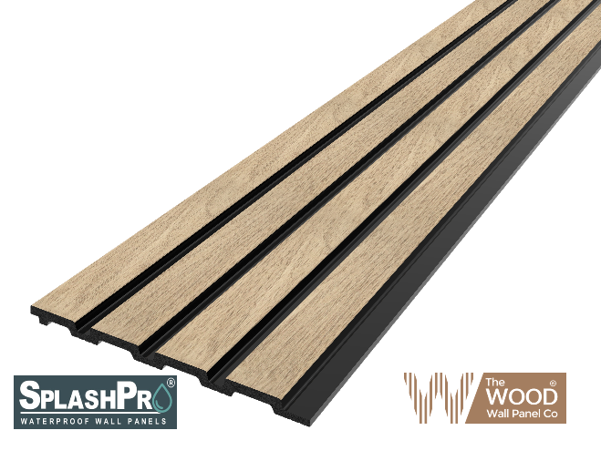 SplashPro Waterproof Panel (Narrow Slat) - Natural Oak