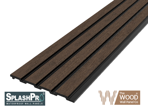 SplashPro Waterproof Panel (Narrow Slat) - Smoked Oak