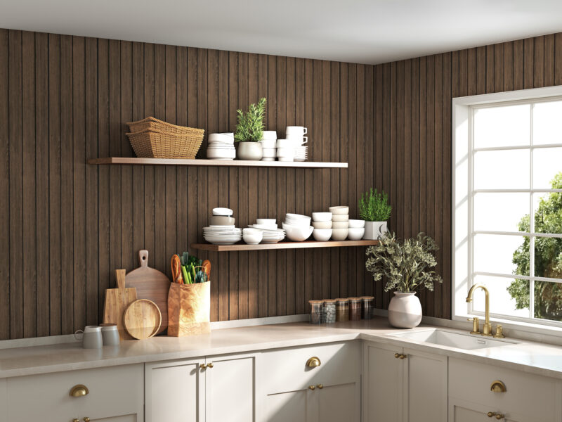 SplashPro Waterproof Panel (Wide Slat) - Smoked Oak - Image 8