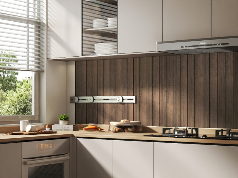SplashPro Waterproof Panel (Wide Slat) - Smoked Oak - Image 7