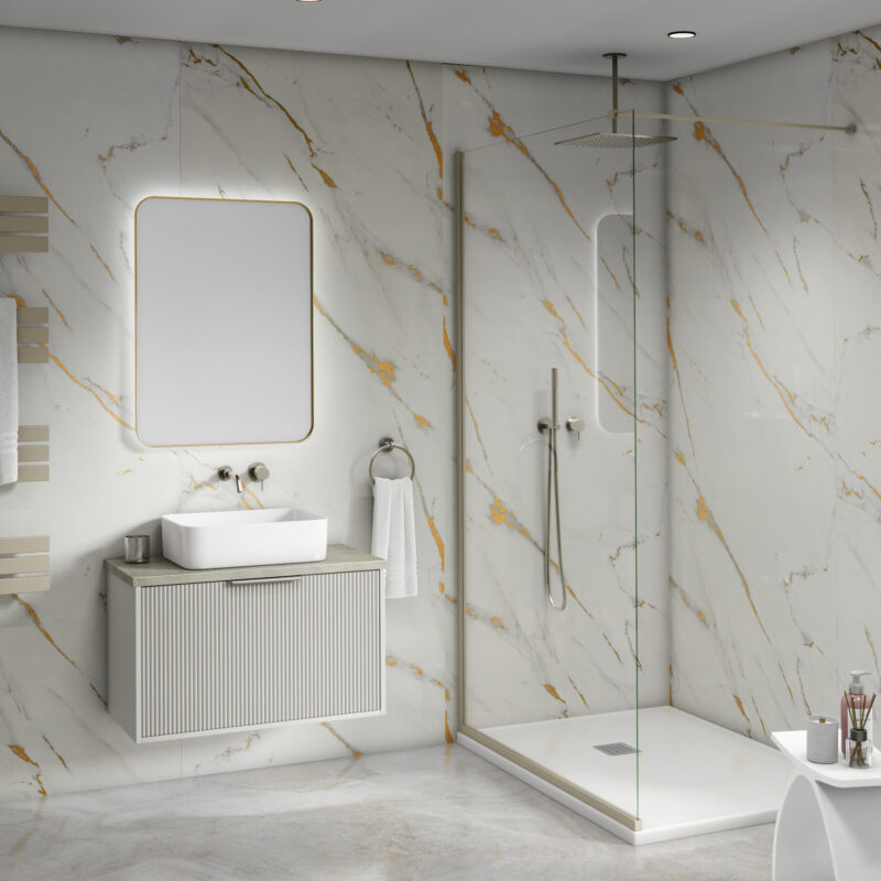 Mural Maxi Gloss Waterproof Panel - Bianco Gold