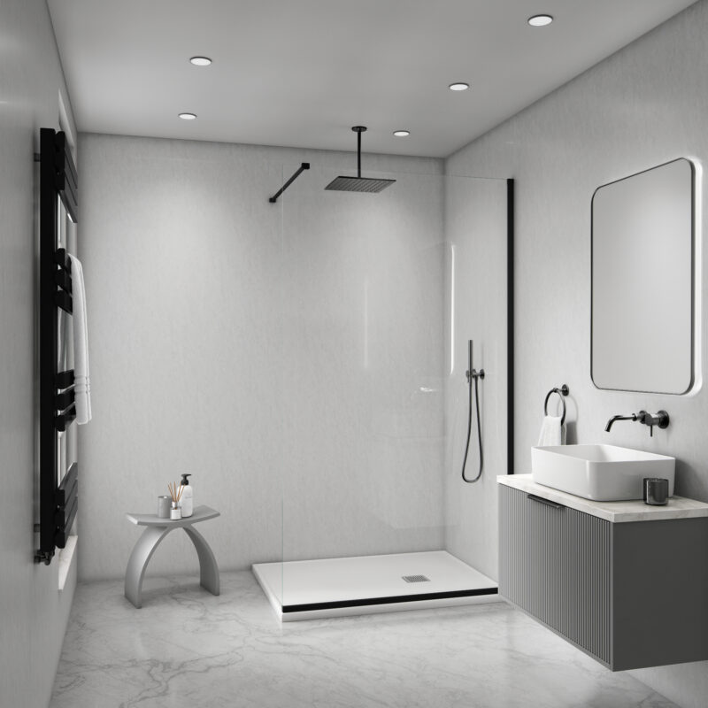 Mural Maxi Gloss Waterproof Panel - White Sparkle