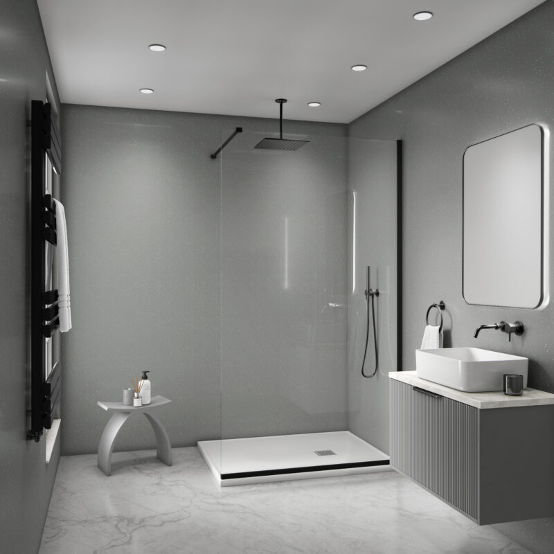 Mural Maxi Gloss Waterproof Panel - Grey Sparkle