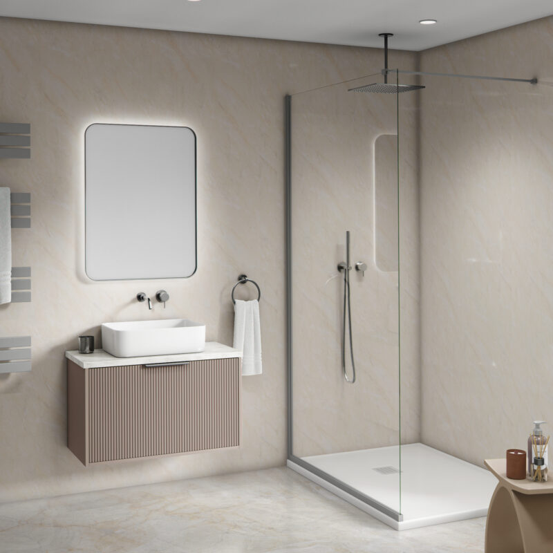 Mural Maxi Gloss Waterproof Panel - Beige Marble