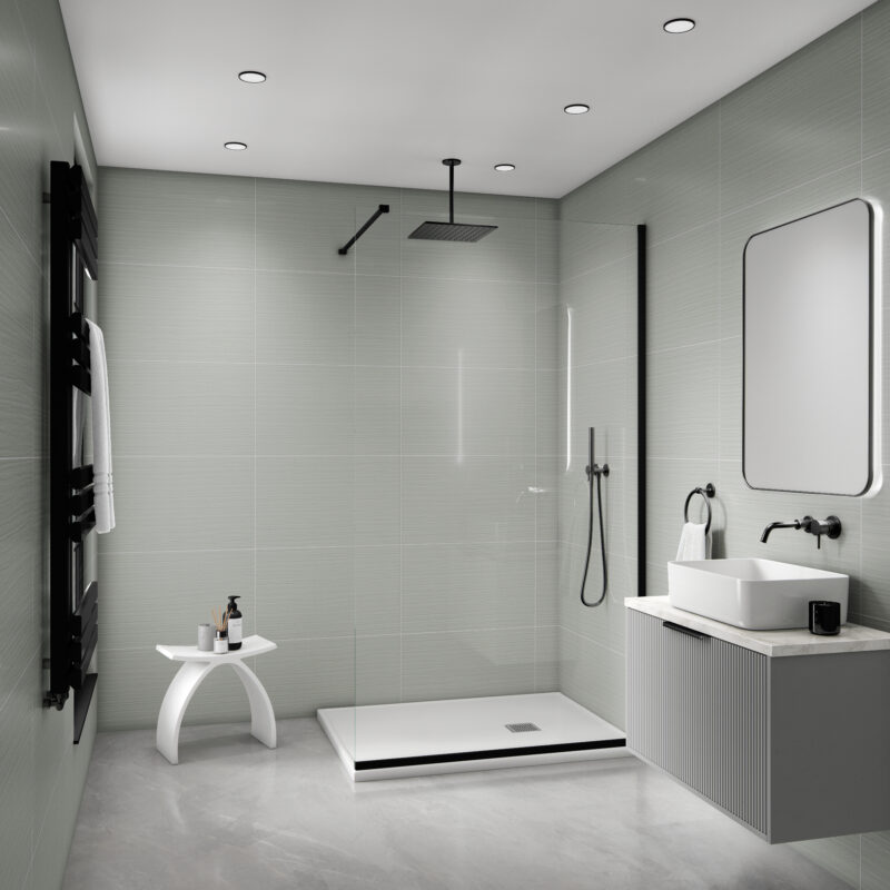 Mural Ultimo Tile Effect Wall Panel - Mid Grey Ribbed