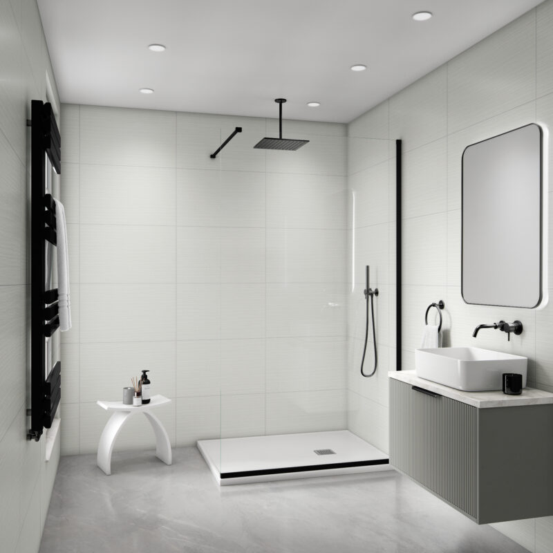 Mural Ultimo Tile Effect Wall Panel - White Ribbed