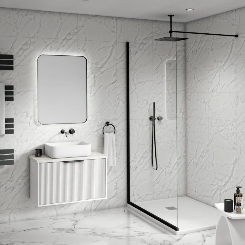 Mural Ultimo Tile Effect Wall Panel - White Marble
