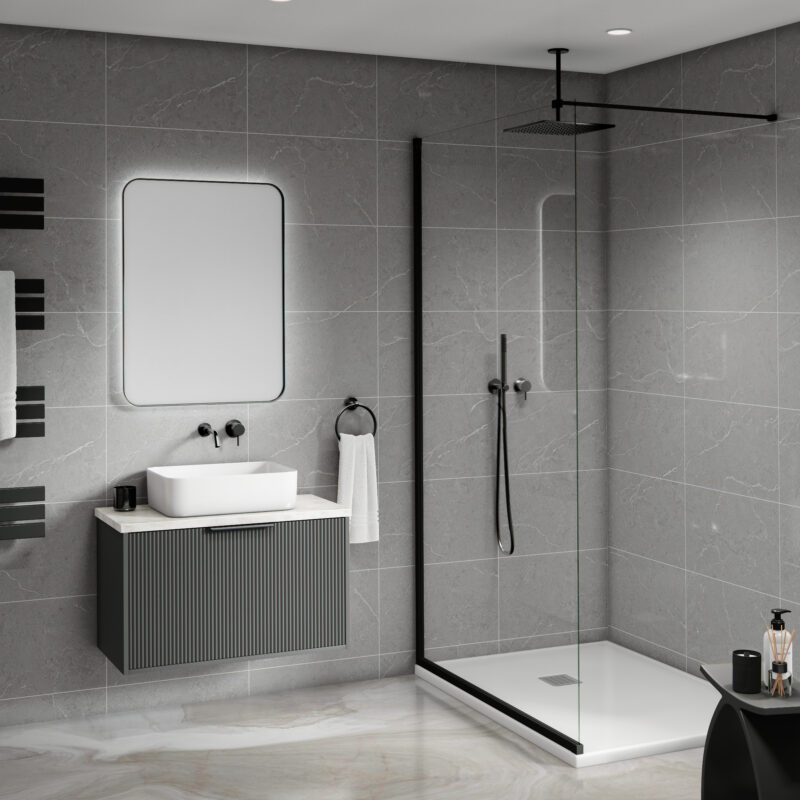 Mural Ultimo Tile Effect Wall Panel - Grey Stone Marble