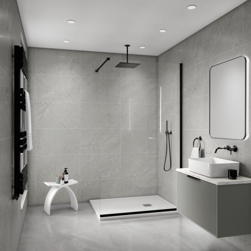 Mural Ultimo Tile Effect Wall Panel - Light Grey Stone