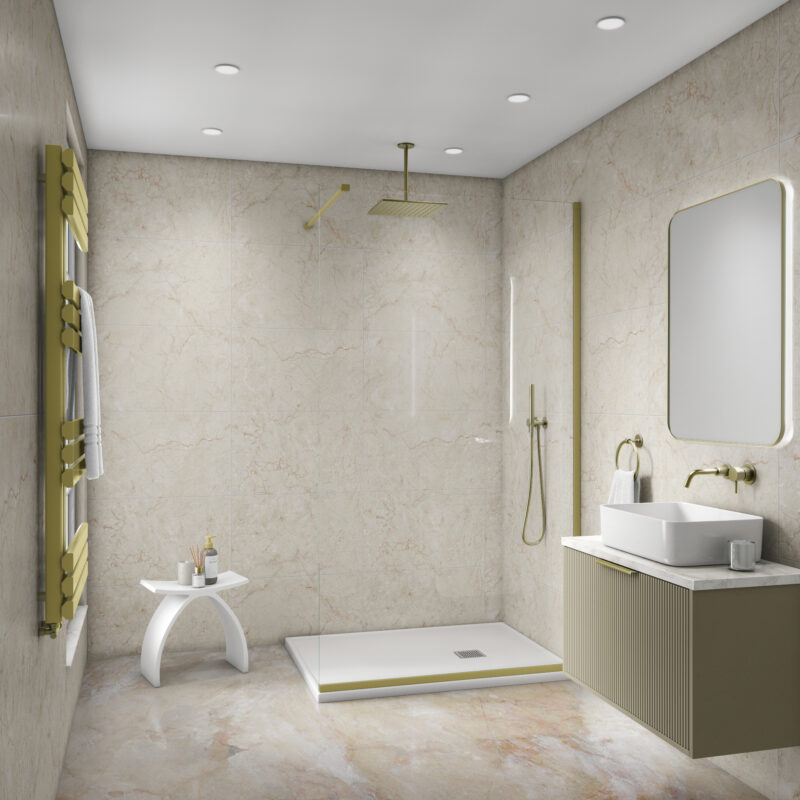 Mural Ultimo Tile Effect Wall Panel - Light Beige Marble