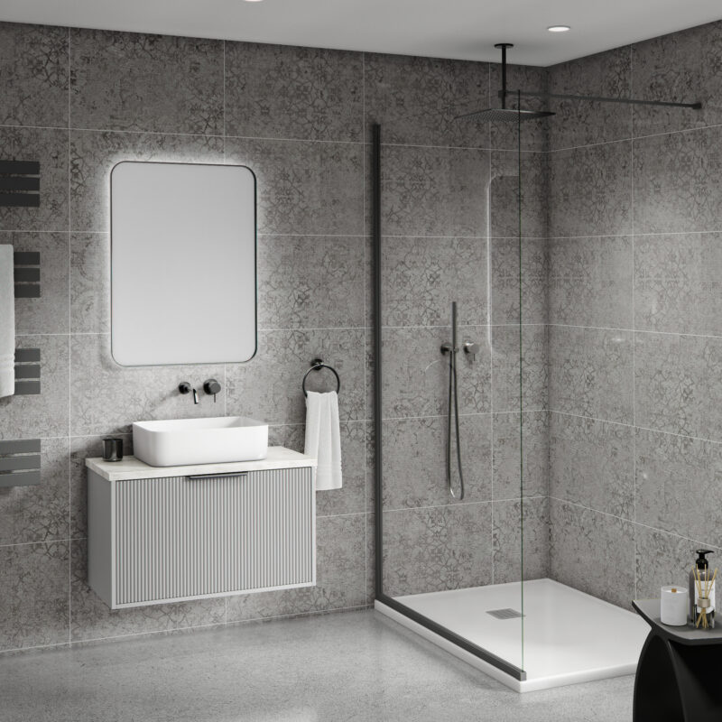 Mural Ultimo Tile Effect Wall Panel - Mottled Grey